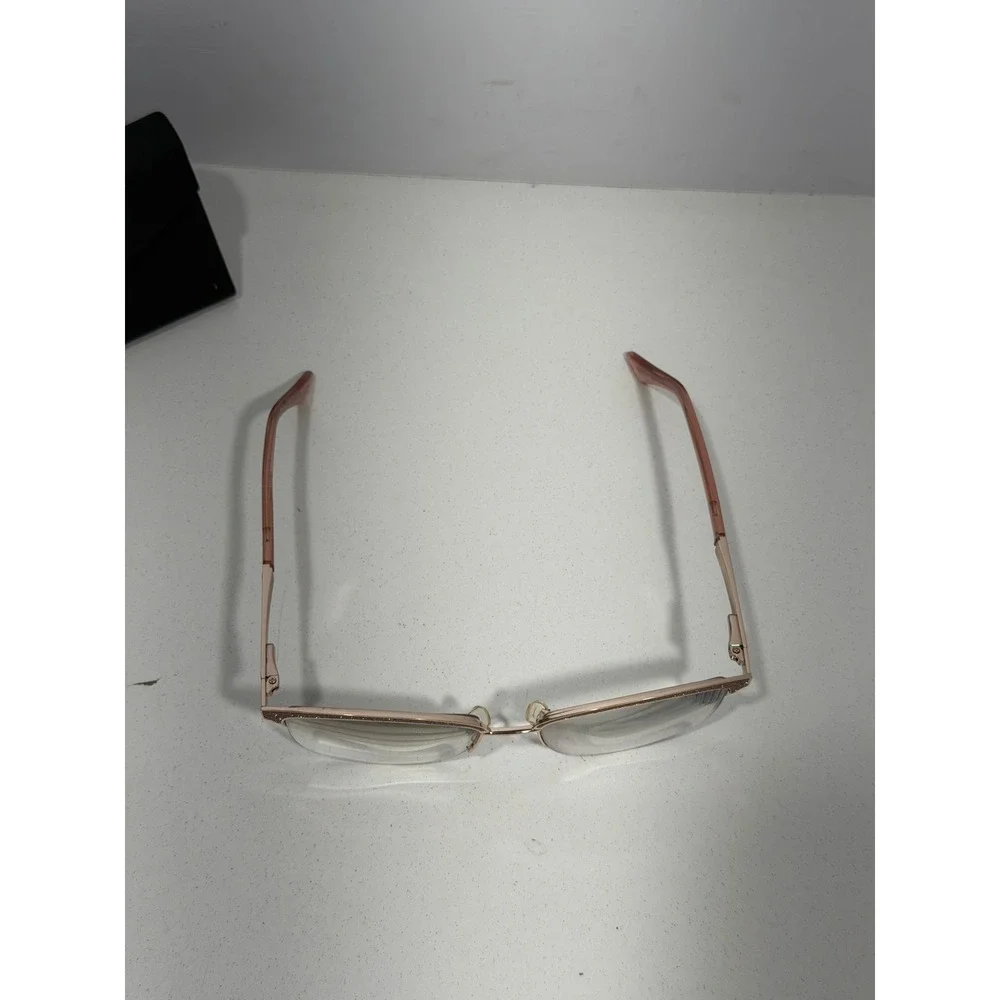 Kay Unger New York K232 GLD Rose Gold Pink Glitter Semi Rimless Eyeglasses 55-17
